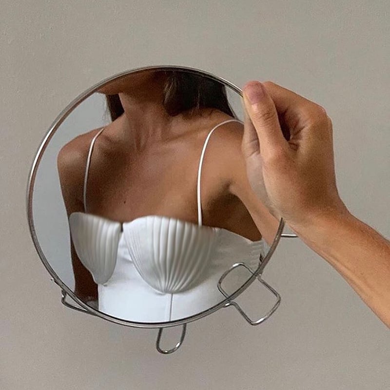 27515P European And American Cross-border Spring and Summer New Shell Fold Tight-fitting Breast Sexy Solid Color Small Sling Top Women