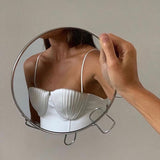 27515P European And American Cross-border Spring and Summer New Shell Fold Tight-fitting Breast Sexy Solid Color Small Sling Top Women