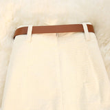 Women's Vintage Style High-Waisted Solid Color Maxi Dress With Belt Side Slit Casual Winter Dress