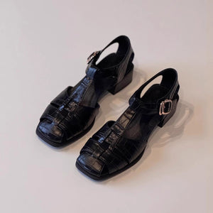 French Style Vintage Weave Roman Shoes For Women