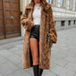 New Over-the-knee Leopard Print Thickened Temperament Plush Coat