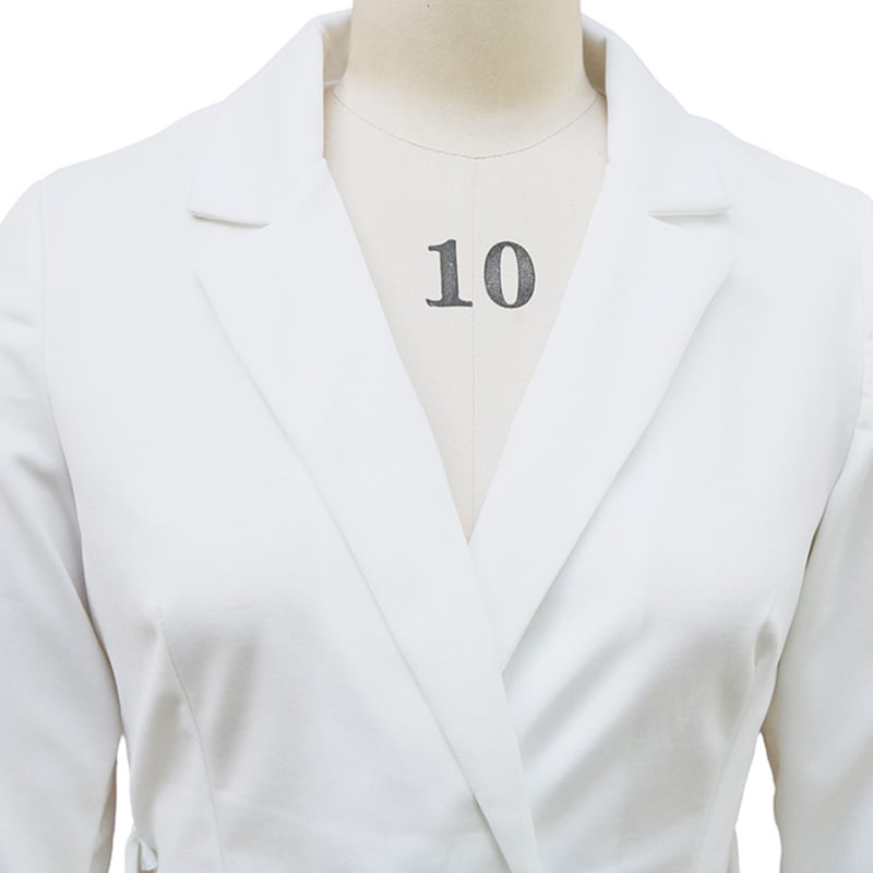 Women's Solid Color Blazer V-Neck Dress With Belt & Hem Slit - Slim Fit Formal Midi Dress For Spring&Fall