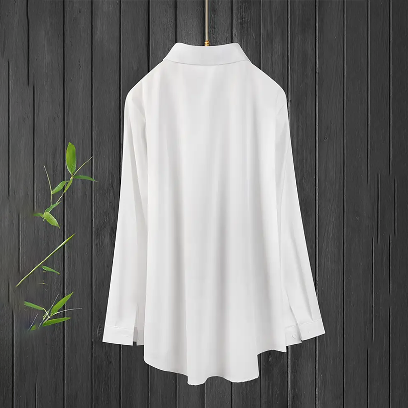 Plus Size Women's Casual Solid Color Lapel Long Sleeve Shirt Spring Autumn Comfort Full Button Office Blouse