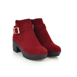 Mid Heel Boots Women's Shoes Belt Buckle Large Size 40-48 Suede Martin Boots