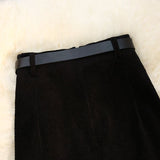 Women's Vintage Style High-Waisted Solid Color Maxi Dress With Belt Side Slit Casual Winter Dress