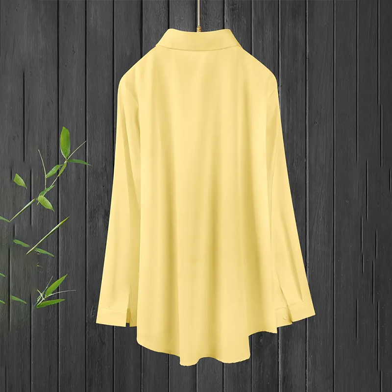 Plus Size Women's Casual Solid Color Lapel Long Sleeve Shirt Spring Autumn Comfort Full Button Office Blouse