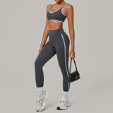 Contrast Color Binding Nude Feel Yoga Beauty Back Tight Quick-drying Workout Clothes Outdoor Sports Suit