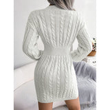 Women's 2025 Fall Winter V-Neck Bodycon Mini Sweater Dress Long Sleeve Pullover Knit Dress Casual & Sexy Tight Fit