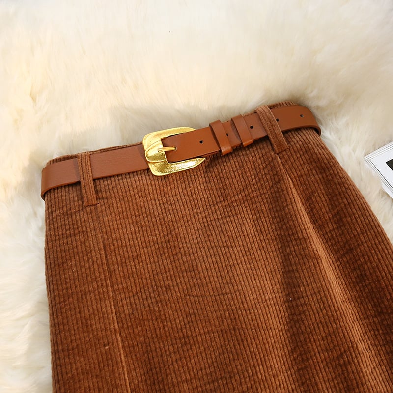 Women's Vintage Style High-Waisted Solid Color Maxi Dress With Belt Side Slit Casual Winter Dress