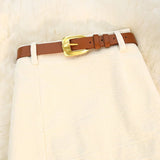 Women's Vintage Style High-Waisted Solid Color Maxi Dress With Belt Side Slit Casual Winter Dress