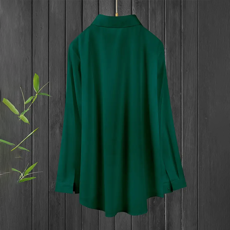 Plus Size Women's Casual Solid Color Lapel Long Sleeve Shirt Spring Autumn Comfort Full Button Office Blouse