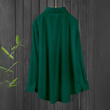 Plus Size Women's Casual Solid Color Lapel Long Sleeve Shirt Spring Autumn Comfort Full Button Office Blouse