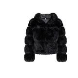 Black Faux Fur Short Hood Jacket