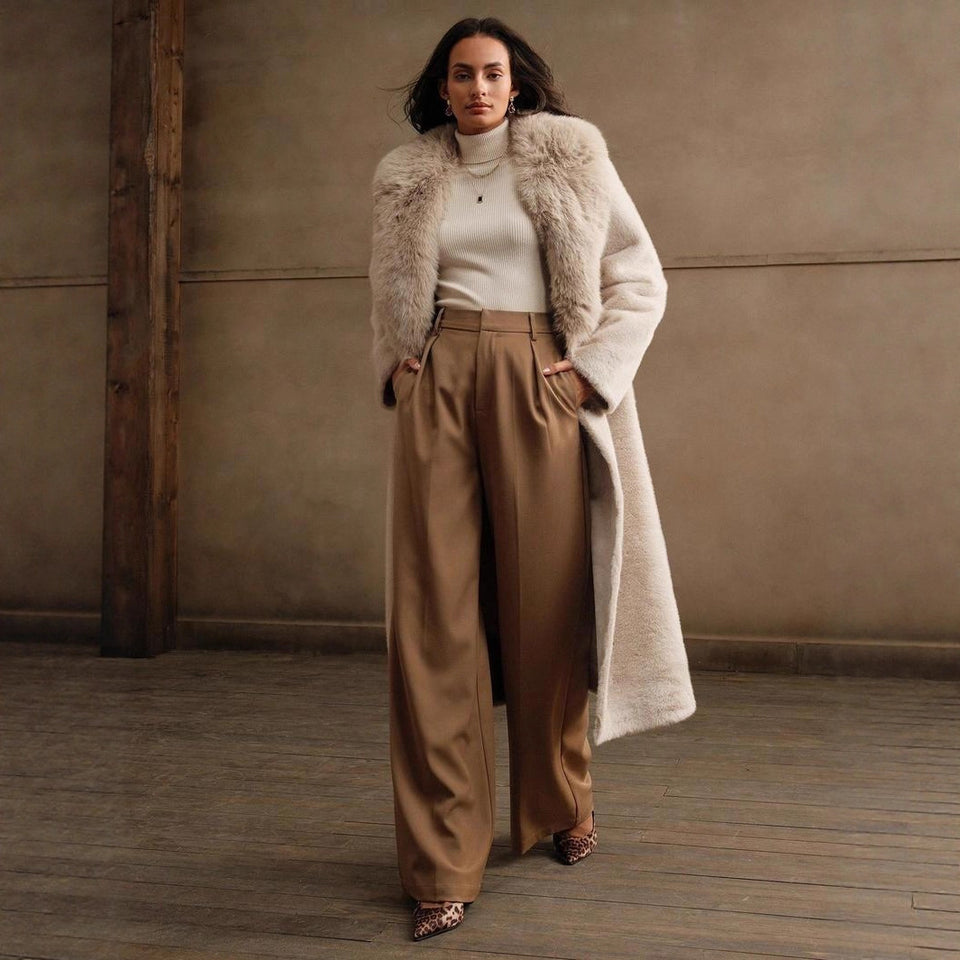 Elegant Trendy Autumn And Winter Casual Faux Fur Coat