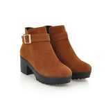 Mid Heel Boots Women's Shoes Belt Buckle Large Size 40-48 Suede Martin Boots