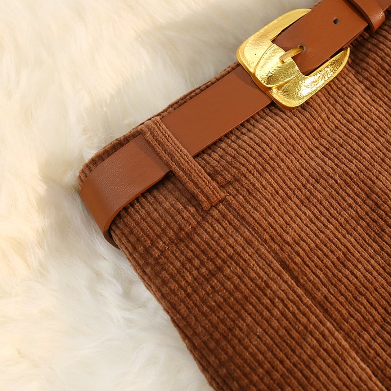 Women's Vintage Style High-Waisted Solid Color Maxi Dress With Belt Side Slit Casual Winter Dress