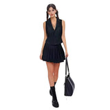 Women's Sleeveless Large Lapel Fashion Casual Set Two-piece Suit