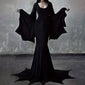 Black Costume Womens Gothic Witch Bat Sleeve Dress Halloween Cosplay Costumes Vintage Carnival Party Outfit