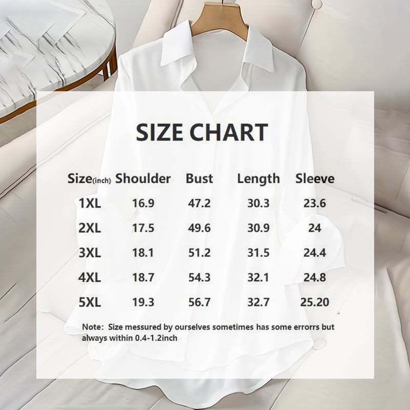 Plus Size Women's Casual Solid Color Lapel Long Sleeve Shirt Spring Autumn Comfort Full Button Office Blouse