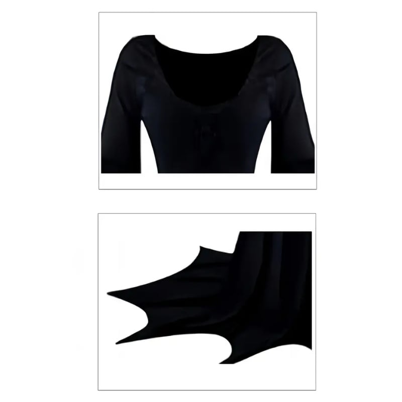 Black Costume Womens Gothic Witch Bat Sleeve Dress Halloween Cosplay Costumes Vintage Carnival Party Outfit
