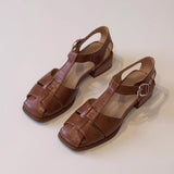 French Style Vintage Weave Roman Shoes For Women